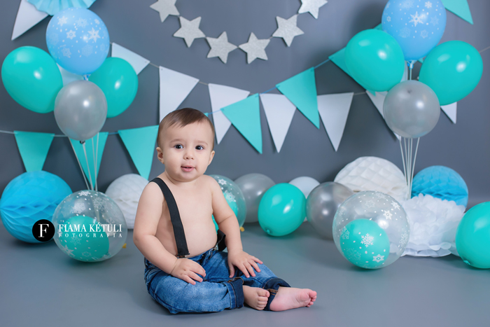 Cenário para bebê em estúdio, aniversário de 1 ano