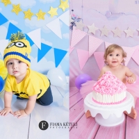 Smash The Cake de menino e menina minios e rosa em estudio fotografo brasilia DF