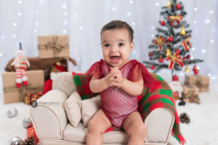 Ensaio de natal em estúdio para bebês