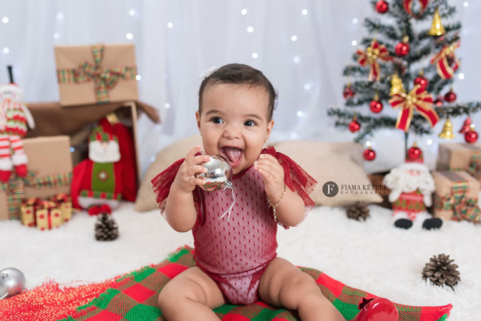 Ensaio para bebês com tema de natal