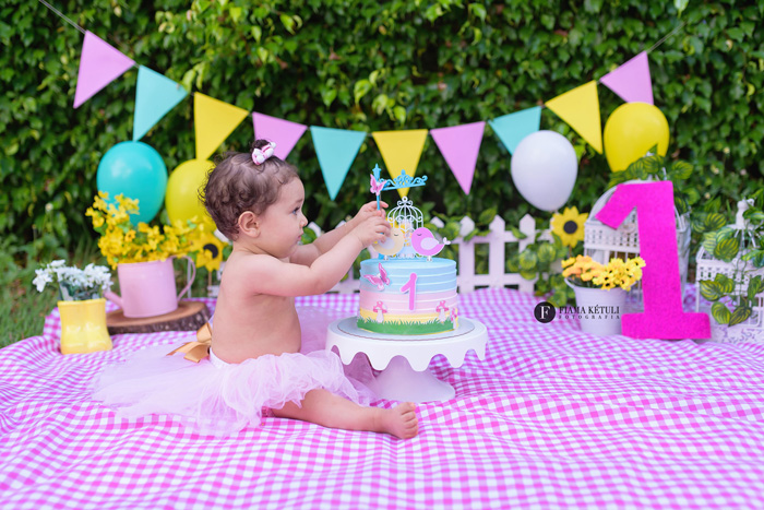 Ensaio com bolo para bebê de 1 ano em Brasília